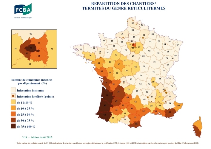 CARTE INFESTATION TERMITES mérules 2017