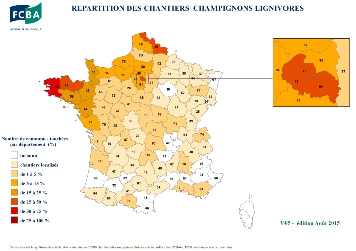 carte INFESTATION CHAMPIGNON LIGNIVORE Merule SEPT 2017