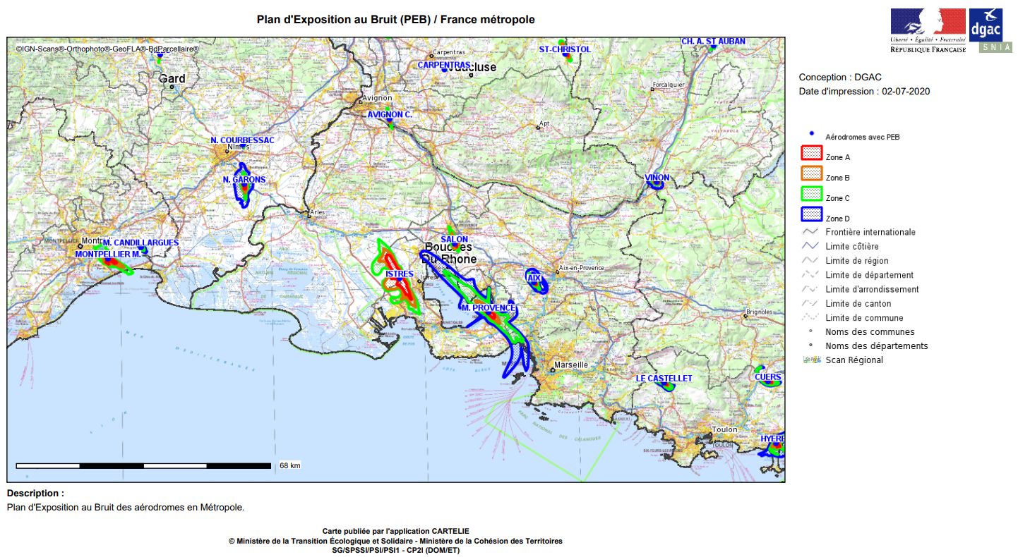 Exemple d'expositon au bruit pour la région PACA